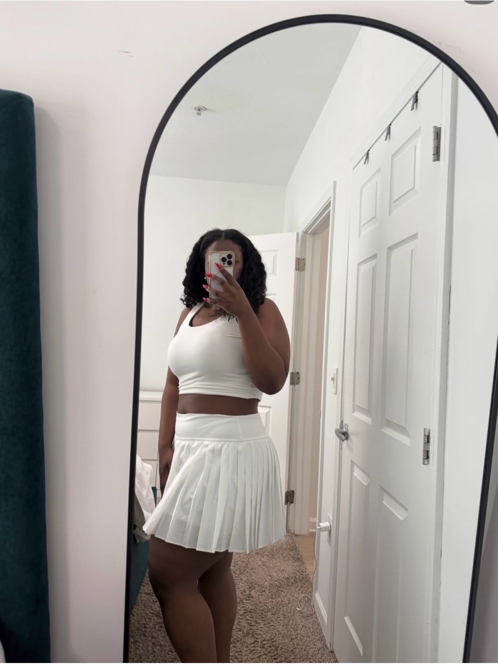 aerie White Pleated Circle Skirt
